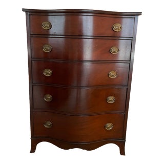 1950s Mahogany 5 Drawer Tall Chest For Sale