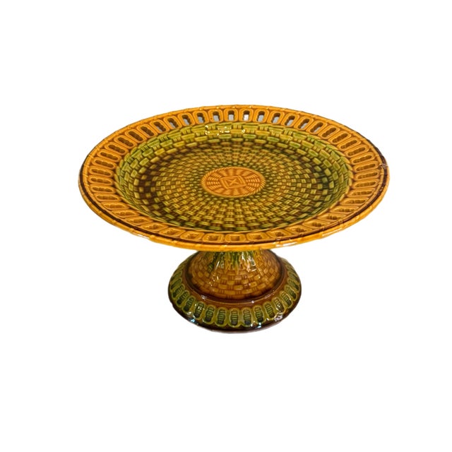 English Antique 19th Century English Majolica 13 Pc Basketweave Dessert Service by Wittman & Roth, London For Sale - Image 3 of 12