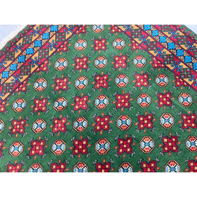 Textile Green Turkmen Mori Gul Tribal Wool Area Rug, 6'7" X 10'3" For Sale - Image 7 of 16