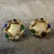 1980s Costume Jewelry Gilt Metal and Cabochon Glasses Italian Clip-on Earrings For Sale - Image 11 of 12