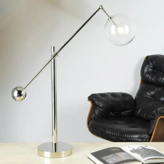 Contemporary Milan Polished Nickel Table Lamp by Schwung For Sale - Image 3 of 7
