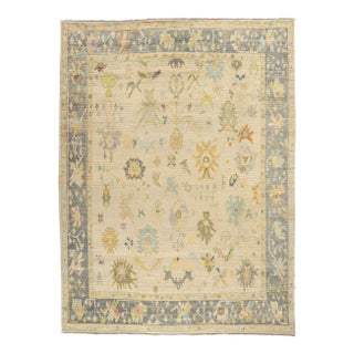 Vintage Modern Turkish Oushak Rug - 10'03 X 13'09 For Sale