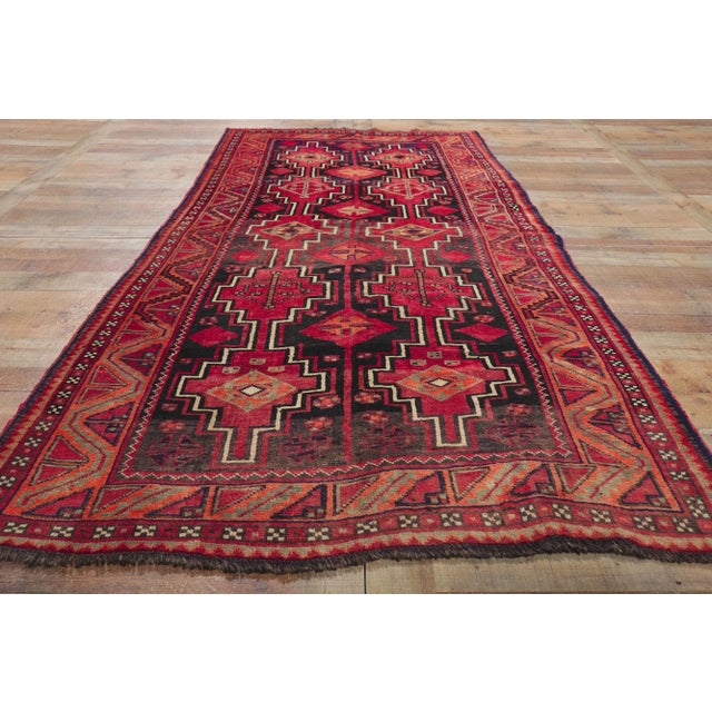 Red Late 20th Century Vintage Persian Shiraz Rug, 04'05 X 09'03 For Sale - Image 8 of 10