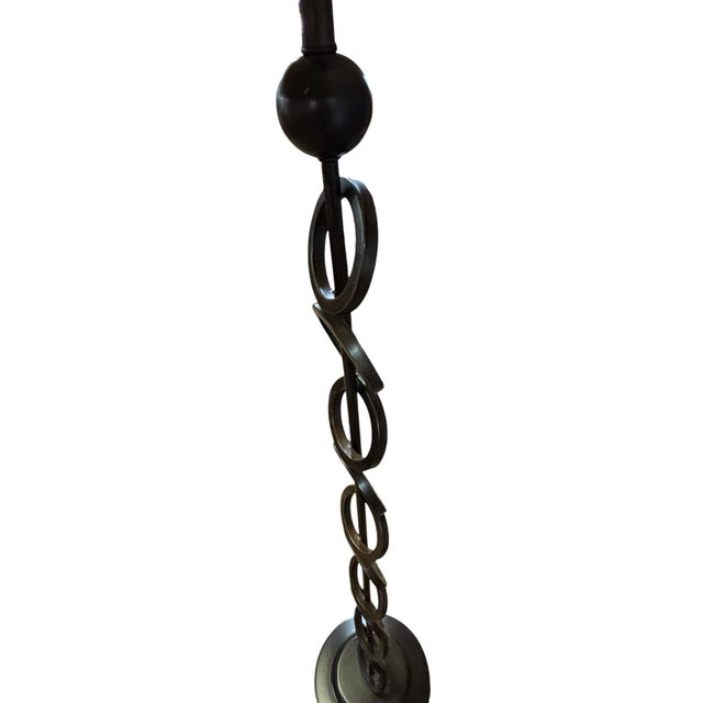 Late 20th Century Rustic Hand-Forged Iron Floor Lamp W/ Offset Ring Design For Sale - Image 5 of 6