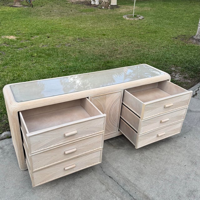 Late 20th Century Boho Chic Waterfall Pencil Reed Dresser For Sale - Image 5 of 8