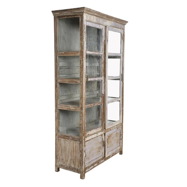 Wood Sliding Wood Patinated Cabinet For Sale - Image 7 of 7