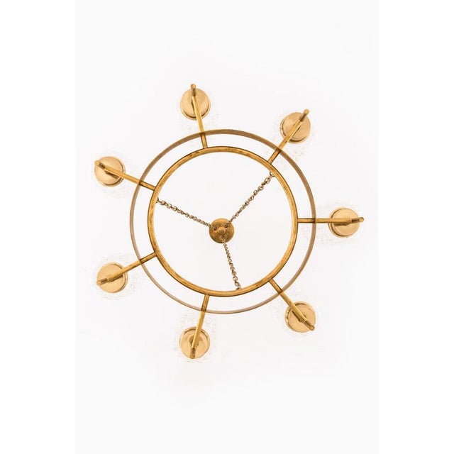1950s Chandelier in Brass and Glass by Carl Fagerlund, 1950s For Sale - Image 5 of 12