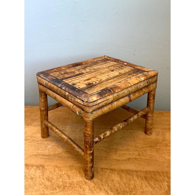 Wood Vintage Bamboo Accent Table For Sale - Image 7 of 14