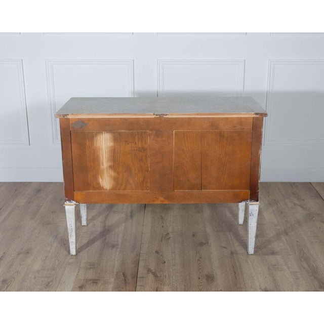 Wood French Painted Chest of Drawers with Brass Pulls, circa 1920 For Sale - Image 7 of 8