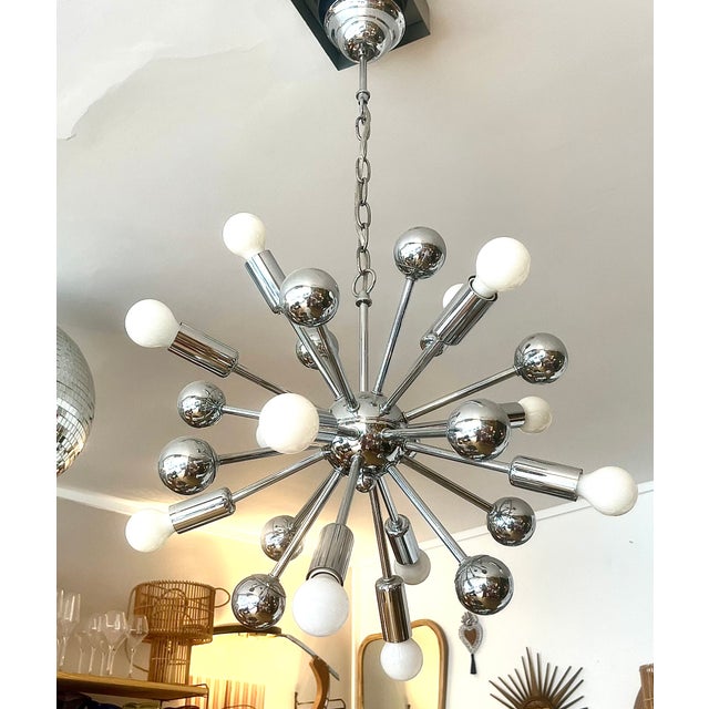 Large Sputnik Space Age Chandelier attributed to Goffredo Reggiani, Italy, 1970s For Sale - Image 3 of 5