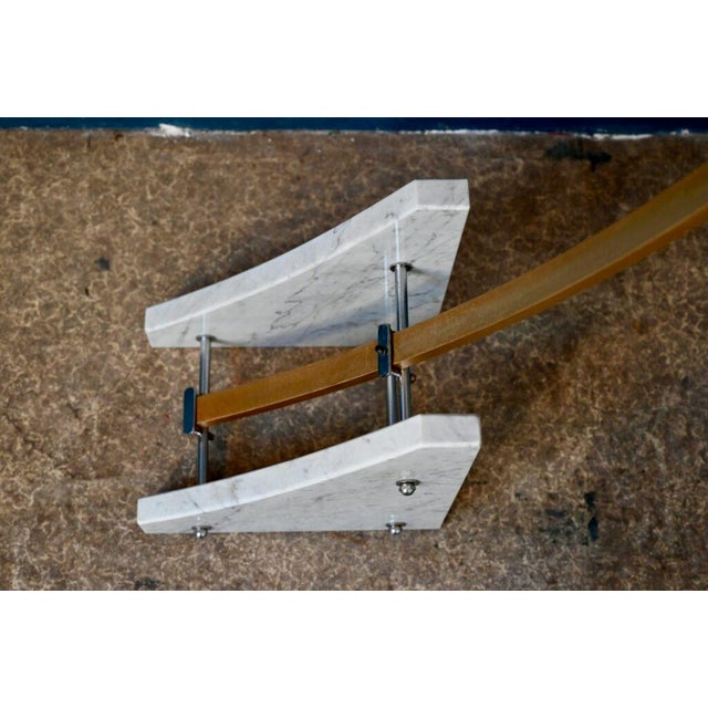 Italian Space Age Arc Floor Lamp in Marble and Gilt Aluminium, 1970s For Sale - Image 9 of 18