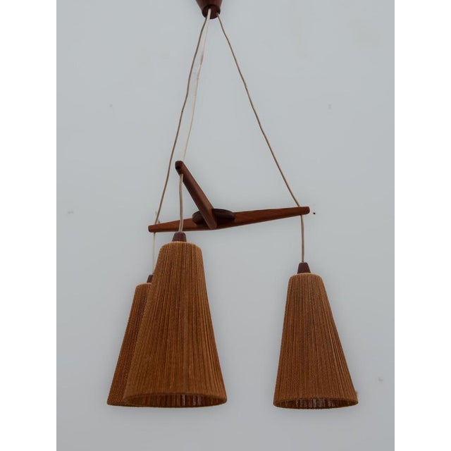 Teak and Jute Cord Pendant Cascade Lamp from Temde, 1960s For Sale - Image 6 of 12