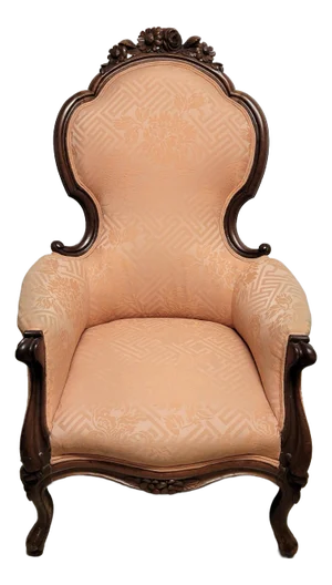 Rococo Revival Carved Walnut Spoon-Back Upholstered Armchair, Circa 1850