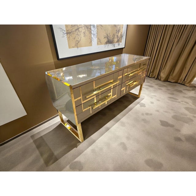 Sideboard in Gold and Brass Glass from Justfurnituress SRL For Sale - Image 13 of 18