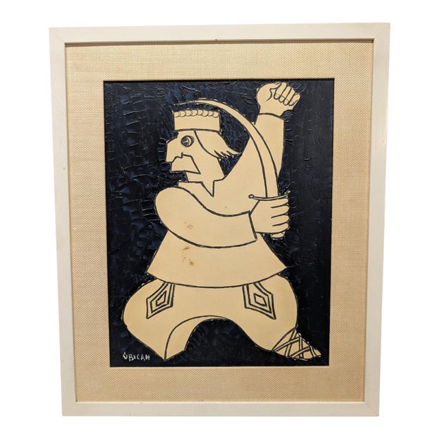 Jovan Obican, "Man With Saber" c.1965 Folk Art Painting For Sale
