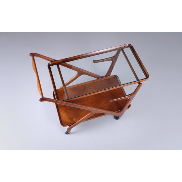 Italian Style Serving Trolley in Walnut by Cesare Lacca for Cassina, 1960s For Sale - Image 9 of 18