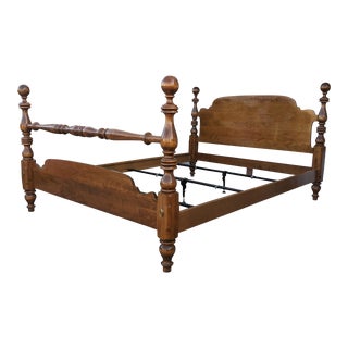 Vintage Ethan Allen Queen Size Cannonball Bed For Sale