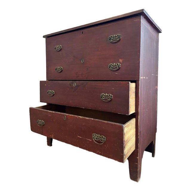 1700’s Early American Pine Large Mule Chest W/ Lift Top For Sale