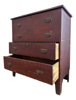 Early American Pine Large Mule Chest W/ Lift Top