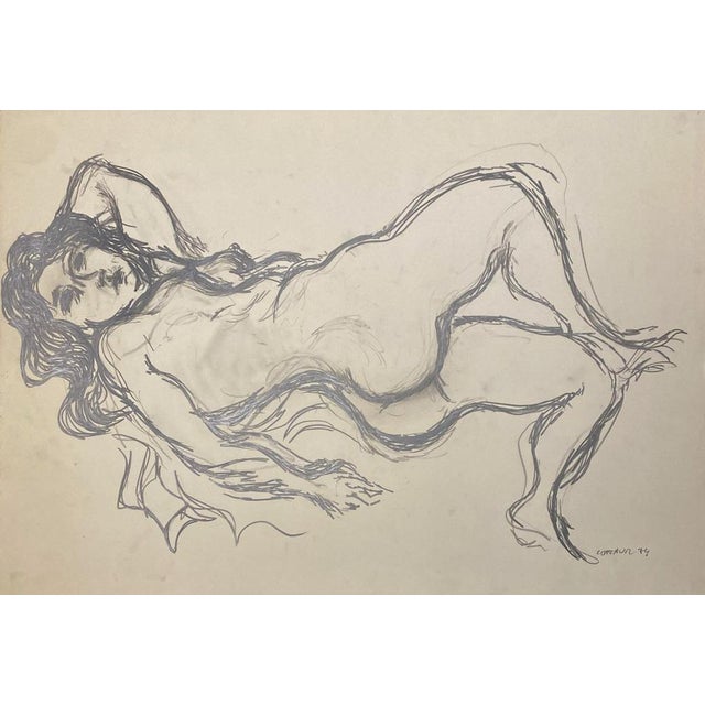 André Cottavoz, Lying Nude, 1974, Original Charcoal Drawing For Sale - Image 7 of 7