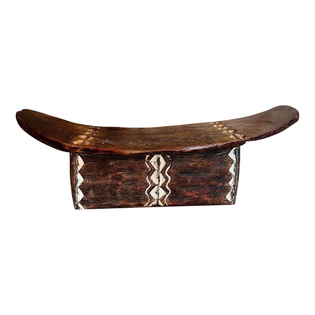 Vintage Cameroon Namji Prestige Handcarved Wood Stool, Headrest African Ceremonial Tribal Art For Sale