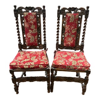 Late 19th Century Renaissance Barley Twist Fruitwood Chairs For Sale