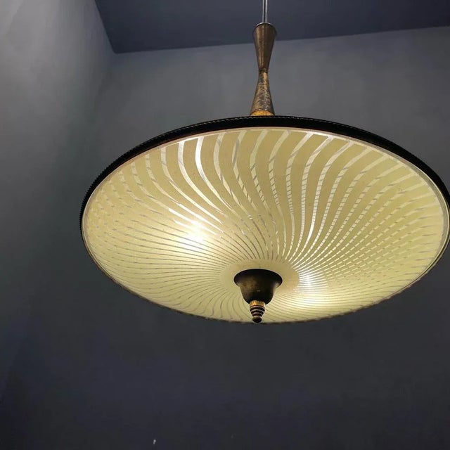 Vintage Bronze & Glass Light Pendant Light, 1950s For Sale - Image 10 of 11