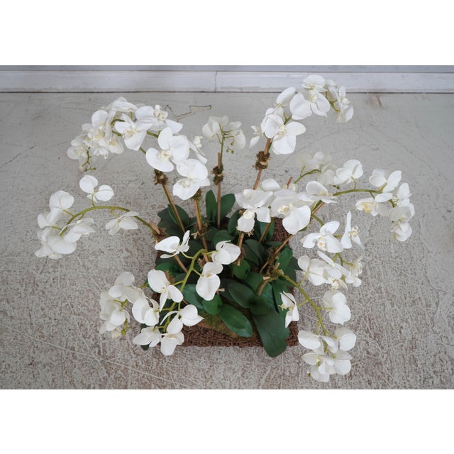 2010s Large Silk Flower Mother Orchid in Woven Basket For Sale - Image 5 of 11
