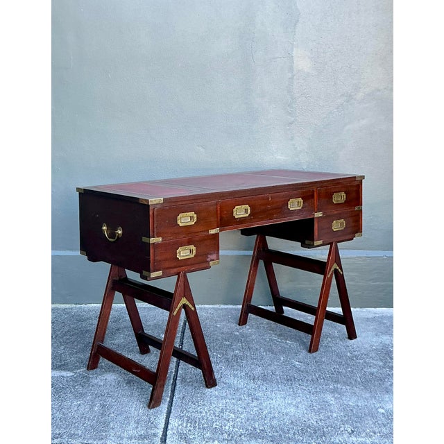 Vintage Boho Jans of London Campaign Writing Desk For Sale - Image 9 of 11