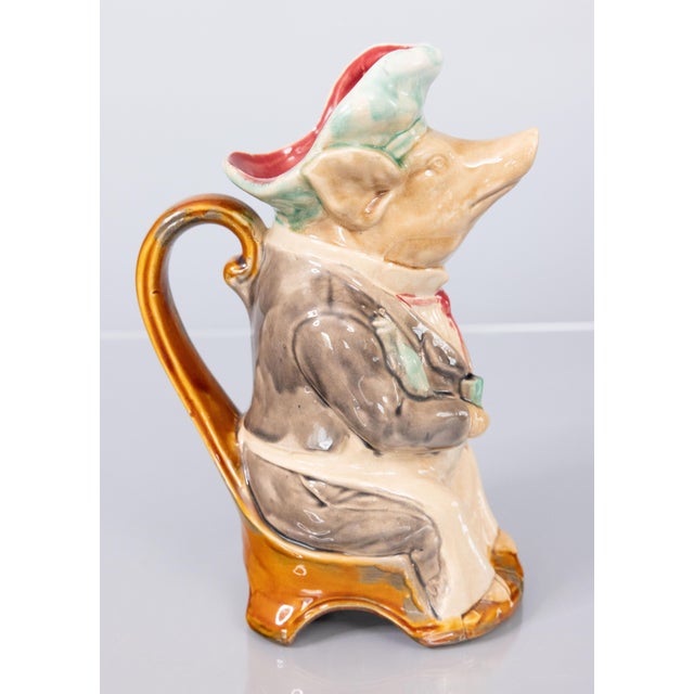 Farmhouse 19th Century French Onnaing Majolica Pig Waiter Pitcher For Sale - Image 3 of 9
