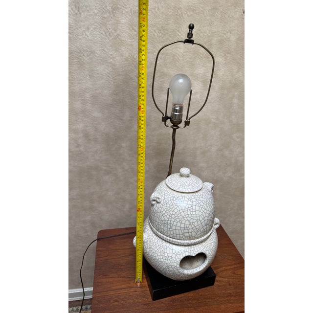 A Vintage Chinese Crackled Glazed Censer Converted in Table Lamp For Sale In New York - Image 6 of 10