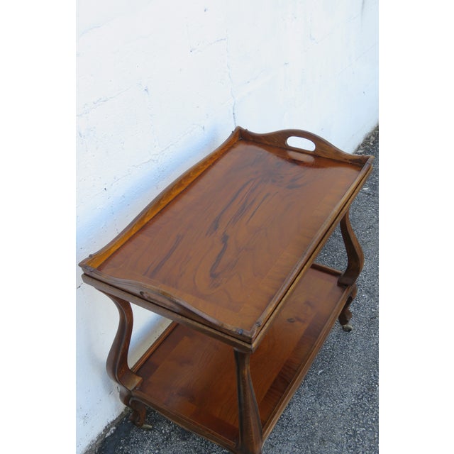 Wood Two Tiers Bar Server Tea Coffee Cart With Removable Tray 6283 For Sale - Image 7 of 18