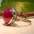 19.9ct Star Ruby Ring With Natural Diamond Accents: Solid 14k Gold, Round 15mm, Size 6.75 For Sale - Image 9 of 9