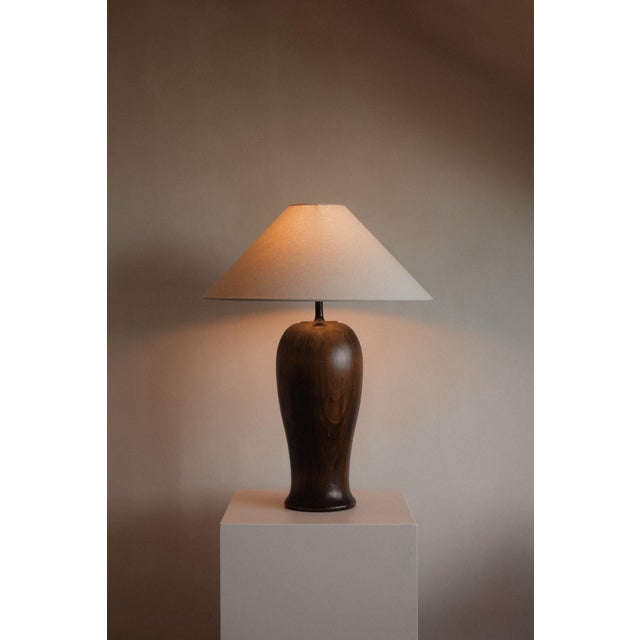 Mid-Century Modern Large Wooden Table Lamp For Sale - Image 3 of 10