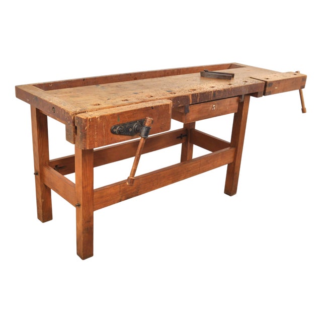 Vintage Carpenters Workbench in Beech from Nooitgedagt, 1950s For Sale
