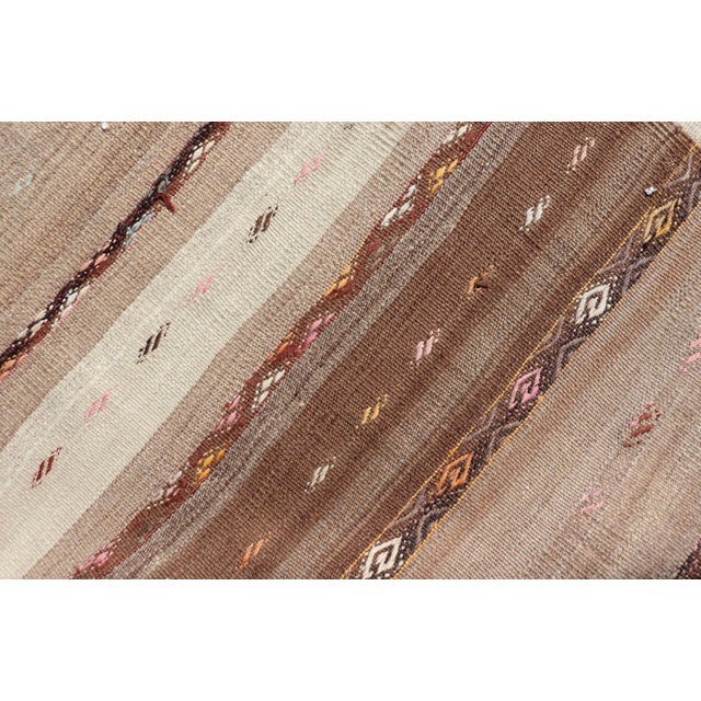 Vintage Earthy Kilim Gallery Runner With Stripe Design in Multi Colors & Motif's 4'6 X 11'7 For Sale - Image 10 of 10