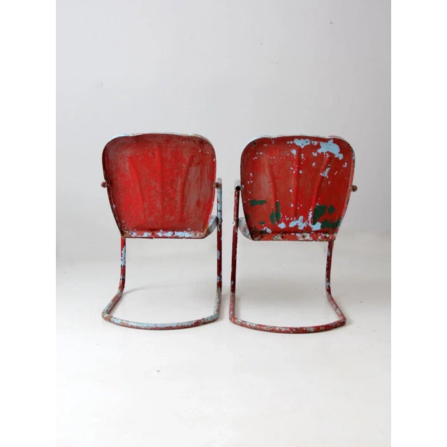 Metal Mid-Century Metal Patio Chairs Pair For Sale - Image 7 of 12
