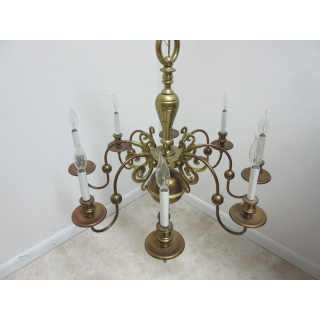 Vintage Brass Quality Williamsburg Federal Hanging Chandelier For Sale - Image 9 of 11
