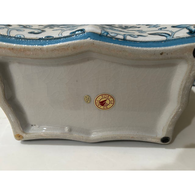 Ceramic Port 68 Turquoise and White Ginger Jar, Discontinued For Sale - Image 7 of 8