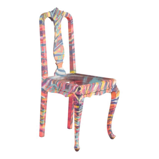 Portuguese Painted Chair by Francisco Camilo, 1950s For Sale
