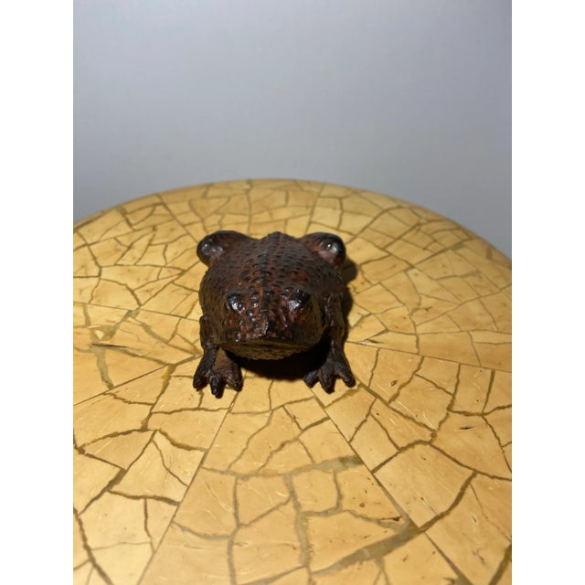 Early 20th Century Vintage Wood and Shell Mother of Pearl Frog Ice Bucket - Euc For Sale - Image 5 of 12