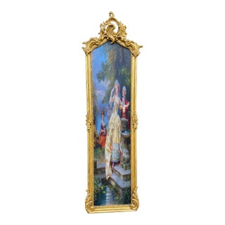 1980s French Louis XVI Gold Beech Fabric Wall Art For Sale