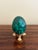 Late 20th Century Solid Malachite Egg on Neoclassical Brass Stand With Paw Feet For Sale - Image 5 of 8