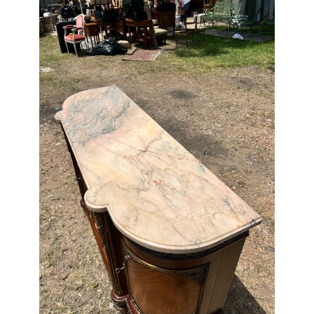 French French 19th Century Louis XVI Carrara Marble Top Demilune Sideboard For Sale - Image 3 of 5