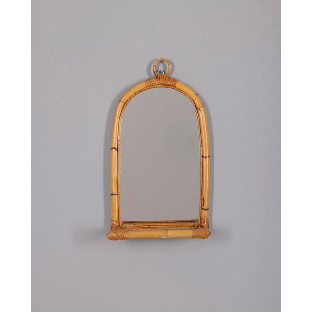 Vintage Italian Wall Mirror with Bamboo Shelf, 1960s For Sale - Image 9 of 9