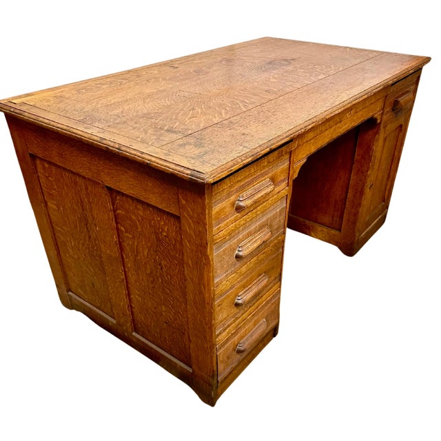 Antique Oak Executive Desk Circa 1900 With Shipmaster's Chairish