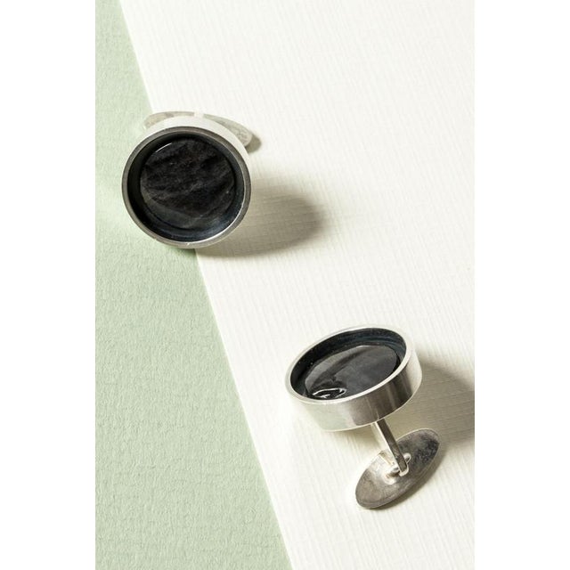 Silver and Spectrolite Cufflinks from Elis Kauppi, 1966, Set of 2 For Sale - Image 4 of 7