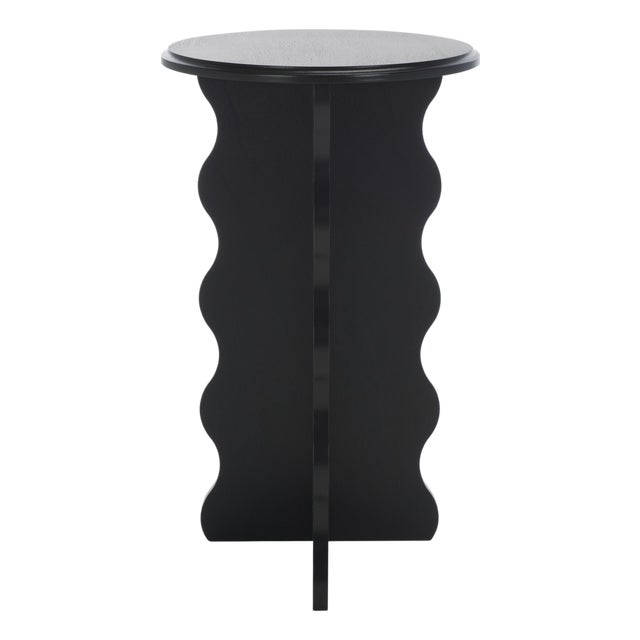 Lilith Wavy Accent Table in Matte Black For Sale