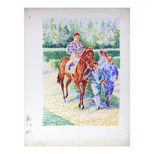 Jockey no. 9 On Horseback - Original Lithograph by S. Mendjisky - 1970s 1970s For Sale