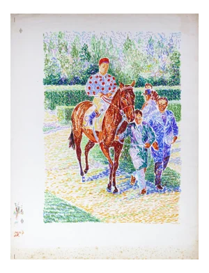 Jockey no. 9 On Horseback - Original Lithograph by S. Mendjisky - 1970s 1970s